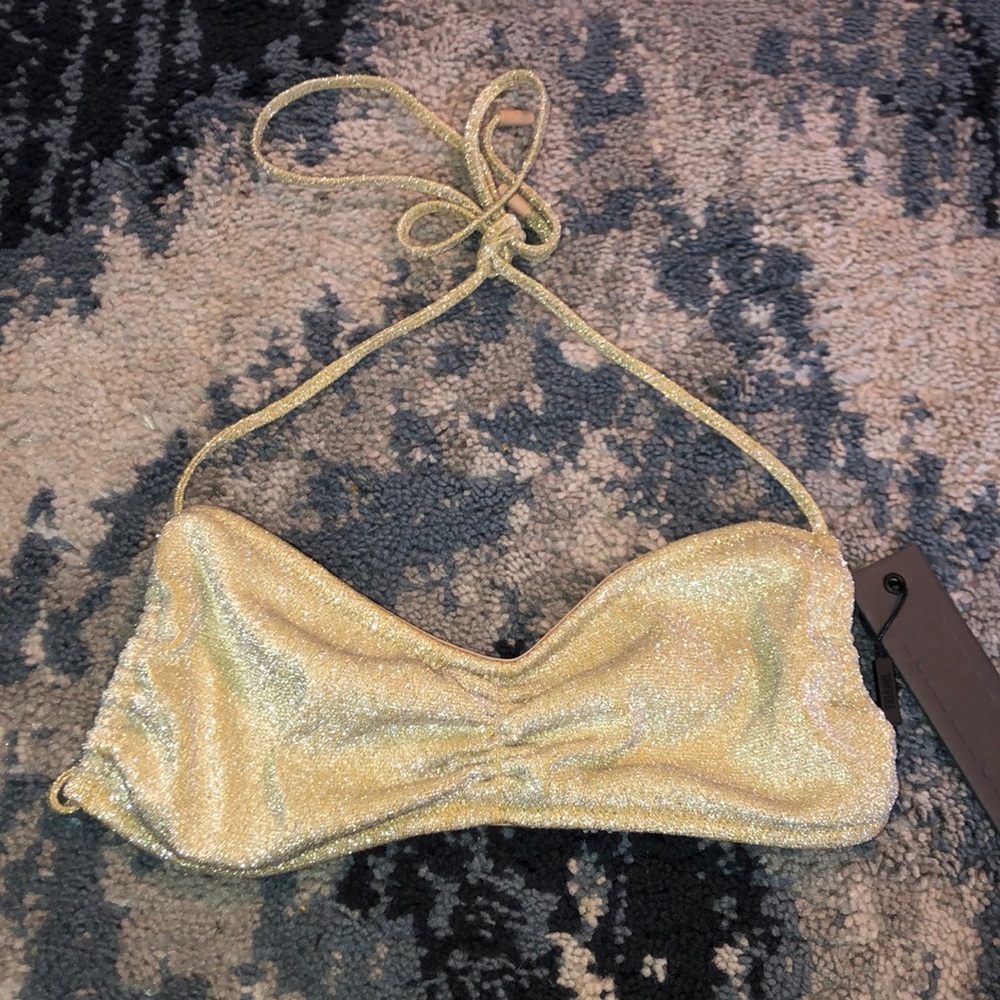 triangl swimwear Gold Shimmer Bandeau Bikini Top